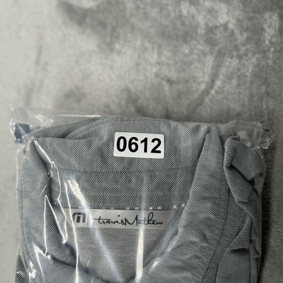 Travis Mathew Shirt Men Large Gray Stripe Pocket Polo Classic Preppy‎ Casual - Picture 6 of 6